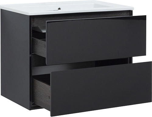 Тумба под раковину Aquanet Милан 85 черный глянец 00316703 Тумба под раковину Aquanet Милан 85 черный глянец 00316703