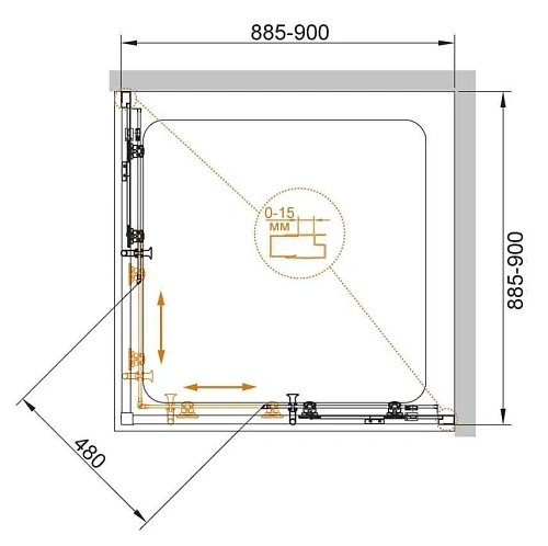 Душевой уголок CEZARES ECO-O-A-2-90-P-Cr 90x90см стекло рифленое, профиль хром Душевой уголок CEZARES ECO-O-A-2-90-P-Cr 90x90см стекло рифленое, профиль хром