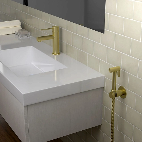 Смеситель для раковины Timo Saona 2360/17G с гигиеническим душем золото матовое Смеситель для раковины Timo Saona 2360/17G с гигиеническим душем золото матовое