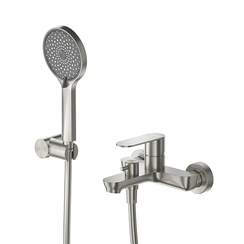 Смеситель для ванны CEZARES STYLUS-VD-IN с ручным душем, шлангом и держателем, сатин Смеситель для ванны CEZARES STYLUS-VD-IN с ручным душем, шлангом и держателем, сатин