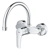 Смеситель для кухни GROHE Eurosmart 2021, настенный монтаж, высокий излив, вынос 245 мм, хром (32482 32482003 Смеситель для кухни GROHE Eurosmart 2021, настенный монтаж, высокий излив, вынос 245 мм, хром (32482 32482003