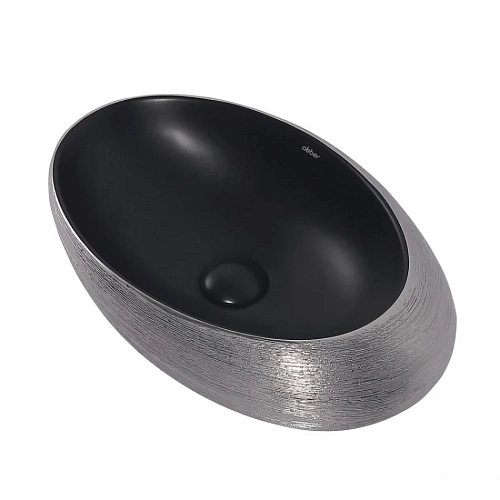 Раковина ABBER Bequem AC2107BS накладная, черная матовая с серебром Раковина ABBER Bequem AC2107BS накладная, черная матовая с серебром