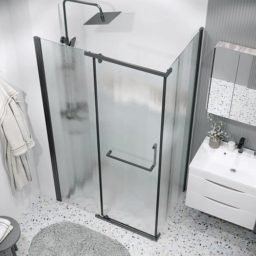 Боковая стенка GROSSMAN Pragma 200.K33.03.80.21.02 (80x195) черный матовый, стекло шиншилла Боковая стенка GROSSMAN Pragma 200.K33.03.80.21.02 (80x195) черный матовый, стекло шиншилла