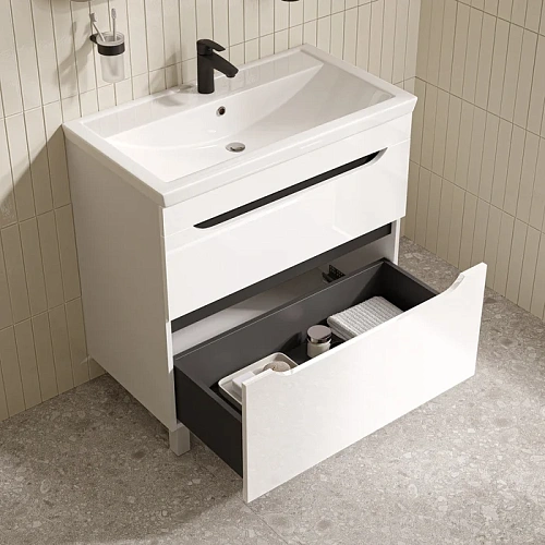 Тумба с раковиной IDDIS Ray RAY80WFi95K напольная, 80 см, белый Тумба с раковиной IDDIS Ray RAY80WFi95K напольная, 80 см, белый