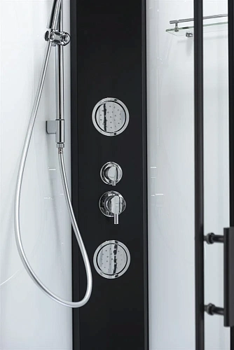 Душевая кабина Taliente с гидромассажем, 100x100x220см, четверть круга, профиль черный, прозрозрачно TA-100CB Душевая кабина Taliente с гидромассажем, 100x100x220см, четверть круга, профиль черный, прозрозрачно TA-100CB