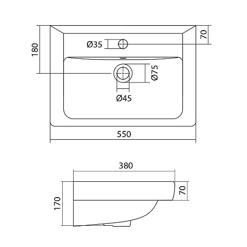 Раковина Santek Тигода 55 1WH302127 мини 1.WH30.2.127 Раковина Santek Тигода 55 1WH302127 мини 1.WH30.2.127