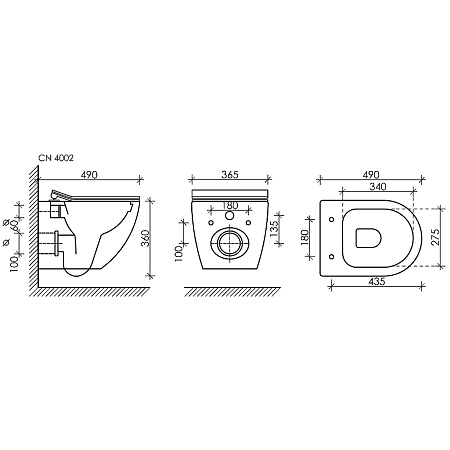 Комплект унитаза Ceramica Nova Metropol Rimless CN4002 c шумоизоляцией CN1000 инсталляцией Envision клавишей смыва Flat черный матовый и креплениями CN1002B