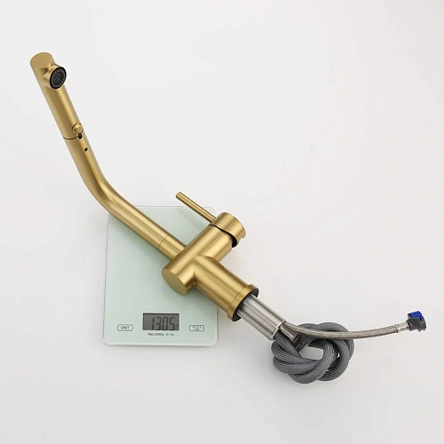 Смеситель для кухни Raglo R86.49.03 с выдвижным изливом, золотой сатин Смеситель для кухни Raglo R86.49.03 с выдвижным изливом, золотой сатин