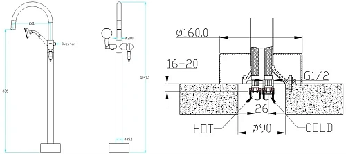 Смеситель для ванны Boheme BRILLANTE 269 напольный Смеситель для ванны Boheme BRILLANTE 269 напольный