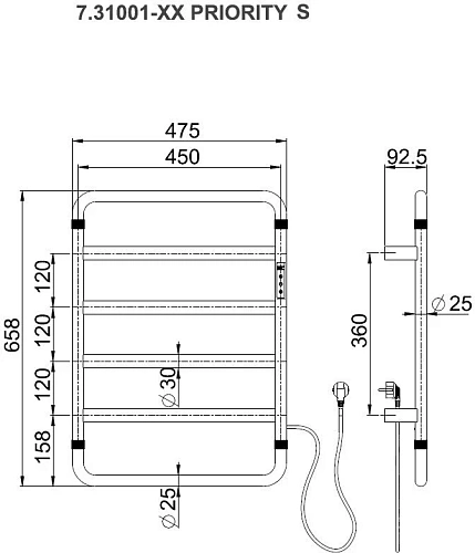 Полотенцесушитель электрический Allen Brau Priority 640х475 7.31001-BN никель браш Полотенцесушитель электрический Allen Brau Priority 640х475 7.31001-BN никель браш