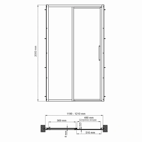 Душевая дверь WasserKRAFT Lopau 32S05L хром Душевая дверь WasserKRAFT Lopau 32S05L хром