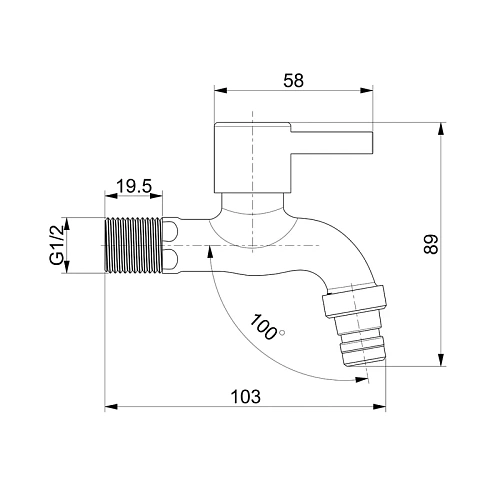 Кран Splenka S249.72 для бани и сауны водоразборный, сатин Кран Splenka S249.72 для бани и сауны водоразборный, сатин