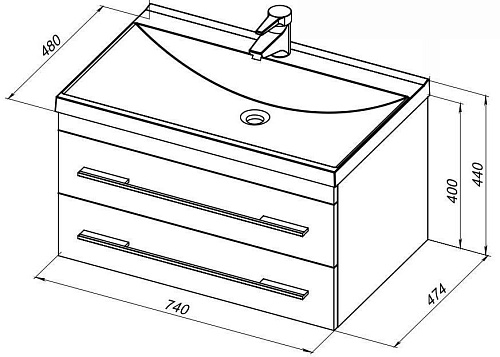 Тумба под раковину Aquanet Верона 75 белый (подвесная 2 ящика) 00176669 Тумба под раковину Aquanet Верона 75 белый (подвесная 2 ящика) 00176669