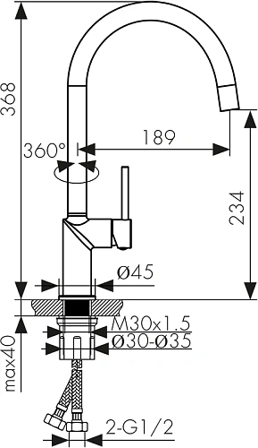 Смеситель для кухни Kaiser Vita черный матовый 43244-9 Смеситель для кухни Kaiser Vita черный матовый 43244-9