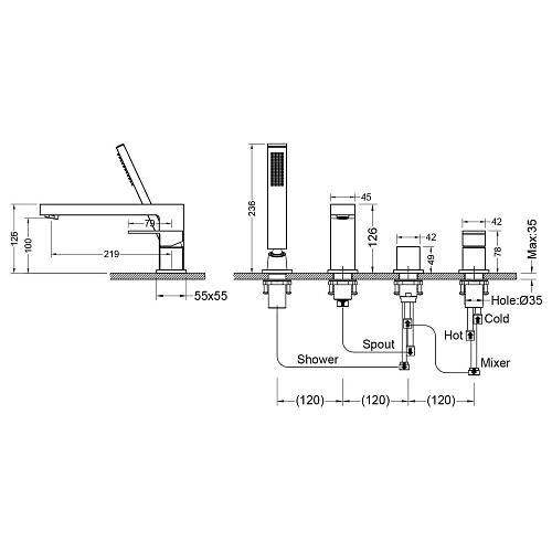 Смеситель на борт ванны Timo Selene 2130/00Y хром Смеситель на борт ванны Timo Selene 2130/00Y хром