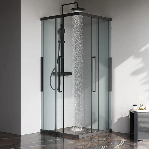Душевой уголок AM.PM Func W84G-403-9090-BТ Slide 90х90, черный, стекло прозрачное Душевой уголок AM.PM Func W84G-403-9090-BТ Slide 90х90, черный, стекло прозрачное
