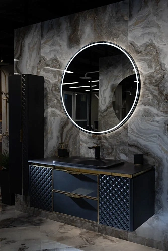 Зеркало Armadi Art Rombo 545-100-B круглое черная рама, 100см Зеркало Armadi Art Rombo 545-100-B круглое черная рама, 100см