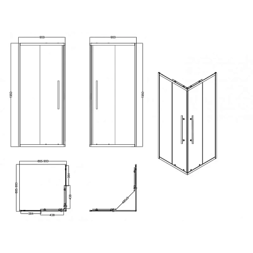 Душевой уголок Esbano FLEX (ESOGF90KVB) ESF-90KV-B 90x90x195 Душевой уголок Esbano FLEX (ESOGF90KVB) ESF-90KV-B 90x90x195
