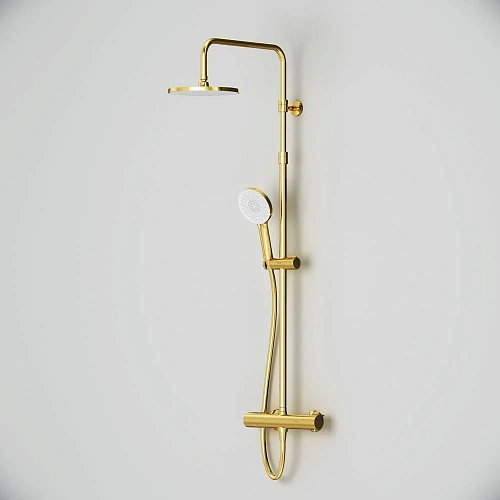 Душевая система AM.PM X-Joy F0785A499 с термостатом, верхний душ 220мм, золото Душевая система AM.PM X-Joy F0785A499 с термостатом, верхний душ 220мм, золото