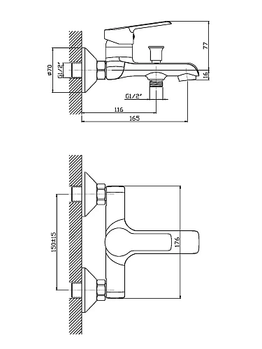 Смеситель для ванны Orange Prim M42-100cr Смеситель для ванны Orange Prim M42-100cr