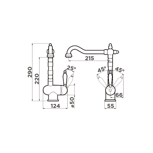 Смеситель для кухни Omoikiri Kyoto-AB 4994287 Смеситель для кухни Omoikiri Kyoto-AB 4994287