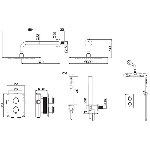 Душевая система Allen Brau Priority 5.31013-31 Черный матовый Душевая система Allen Brau Priority 5.31013-31 Черный матовый