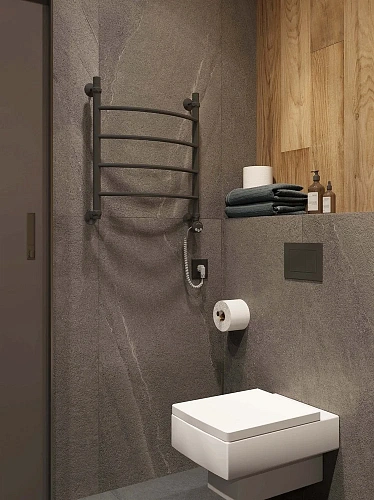 Полотенцесушитель электрический EWRIKA Сафо D 60х50 R, чёрный матовый, лесенка, стальной, с терморег 465630 Полотенцесушитель электрический EWRIKA Сафо D 60х50 R, чёрный матовый, лесенка, стальной, с терморег 465630