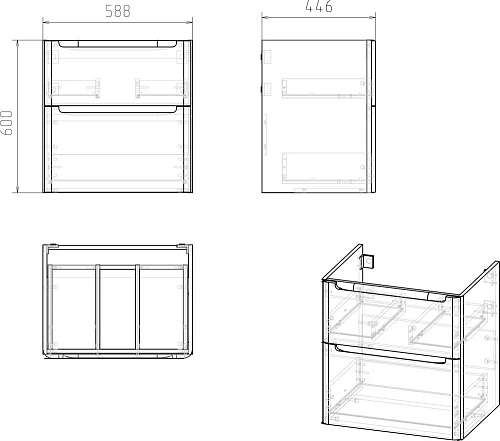 Комплект мебели STWORKI Монтре 60 белая, подвесная, в современном стиле, российская (гарнитур, компл 432004 Комплект мебели STWORKI Монтре 60 белая, подвесная, в современном стиле, российская (гарнитур, компл 432004