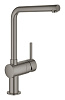Картинка анонса товара «смеситель для кухни grohe minta однорычажный, поворотный l-образный излив, темный графит матовый (31 31375al0»