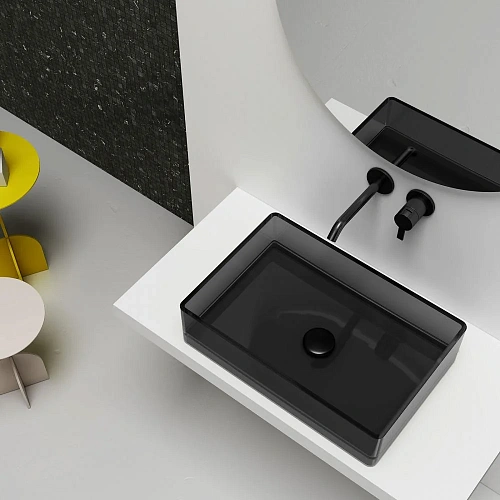 Раковина ABBER Kristall AT2803Onyx прозрачная, накладная, черная Раковина ABBER Kristall AT2803Onyx прозрачная, накладная, черная