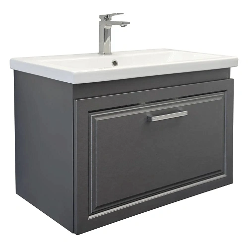 Тумба с раковиной Comforty Бросно-80П 00-00020687 оружейная сталь раковина Como 80 Тумба с раковиной Comforty Бросно-80П 00-00020687 оружейная сталь раковина Como 80