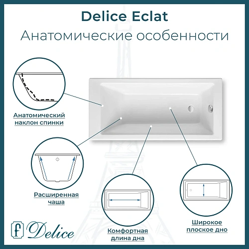 Ванна чугунная Delice Eclat 1700х700 с антискользящим покрытием DLR230621-AS Ванна чугунная Delice Eclat 1700х700 с антискользящим покрытием DLR230621-AS