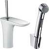 Картинка анонса товара «смеситель для раковины hansgrohe puravida с гигиенический душем и сливным клапаном push-open, белый/ 15275400.»