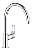 Картинка анонса товара «смеситель для кухни grohe bauflow с высоким c-образным изливом, хром (31538001)»