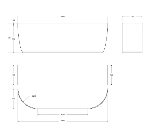 Экран для ванны фронтальный CEZARES METAURO-wall-180-SCR-W37 1800x400 белый Экран для ванны фронтальный CEZARES METAURO-wall-180-SCR-W37 1800x400 белый