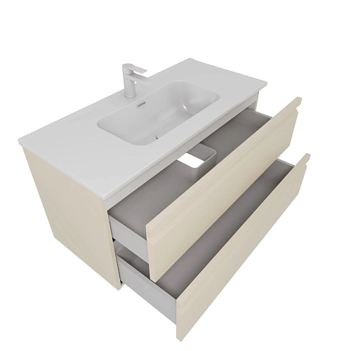 Тумба с раковиной Aquatek ВЕГА 100см AQ77100-LC капучино светлый, подвесная Тумба с раковиной Aquatek ВЕГА 100см AQ77100-LC капучино светлый, подвесная