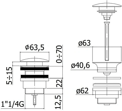 Донный клапан Paffoni ZSCA050CR Донный клапан Paffoni ZSCA050CR