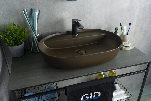 Раковина Gid Br1346 53342 накладная коричневая матовая 61x41x14 Раковина Gid Br1346 53342 накладная коричневая матовая 61x41x14