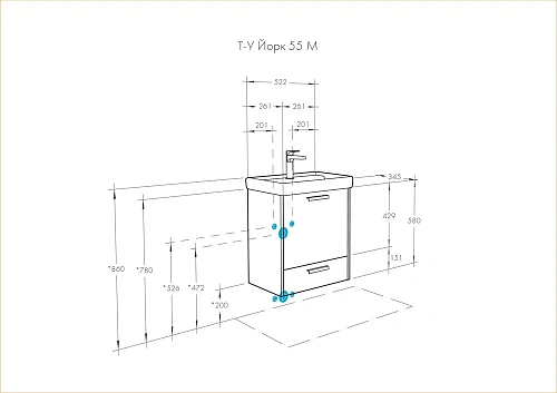 Тумба под раковину Aquaton Йорк 55 М белый, ясень фабрик 1A170801YOAV0 Тумба под раковину Aquaton Йорк 55 М белый, ясень фабрик 1A170801YOAV0