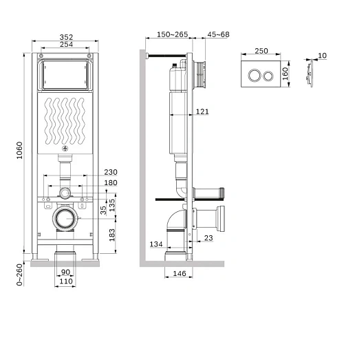 Инсталляция для унитаза AM.PM ErgoFit I012711.0101 ErgoFit с клавишей пластик, белый глянцевый Инсталляция для унитаза AM.PM ErgoFit I012711.0101 ErgoFit с клавишей пластик, белый глянцевый