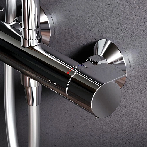 Душевая система AM.PM X-Joy F0785A400 с термостатом, верхний душ 220мм, хром Душевая система AM.PM X-Joy F0785A400 с термостатом, верхний душ 220мм, хром