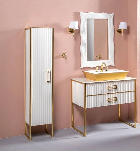 Шкаф-пенал Armadi Art MONACO L 868-WG-L белый глянец + золото Шкаф-пенал Armadi Art MONACO L 868-WG-L белый глянец + золото