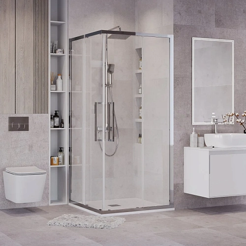 Душевой уголок GROSSMAN Cosmo 300.K33.02.9090.10.00 (90x90x195) квадрат,раздвижная,хром,стекло прозрачное Душевой уголок GROSSMAN Cosmo 300.K33.02.9090.10.00 (90x90x195) квадрат,раздвижная,хром,стекло прозрачное