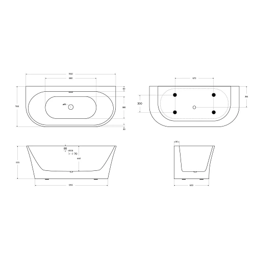 Акриловая ванна BelBagno BB711-1550-700 1550x700 Акриловая ванна BelBagno BB711-1550-700 1550x700