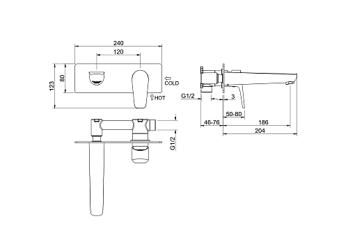 Смеситель для раковины Aquatek БЕТТА AQ1113CR Хром, встраиваемый Смеситель для раковины Aquatek БЕТТА AQ1113CR Хром, встраиваемый