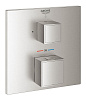 Картинка анонса товара «смеситель для душа grohtherm cube, квадратная розетка, суперсталь (24153dc0) термостат»