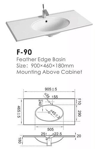 Раковина CeramaLux 9090F Раковина CeramaLux 9090F