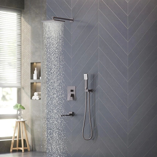 Душевая система BERGES NARDIS 3S встраиваемая, поворотный излив, оружейная сталь 071012 Душевая система BERGES NARDIS 3S встраиваемая, поворотный излив, оружейная сталь 071012