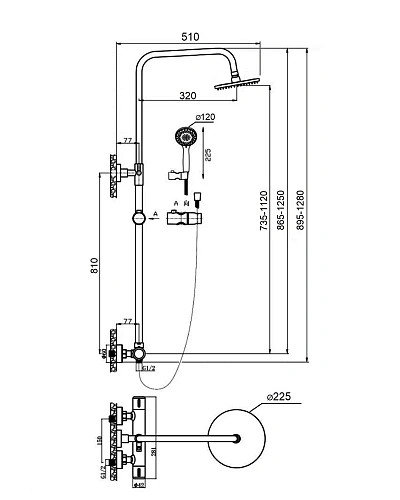 Душевая система Agger Thermo A2451200 с термостатом, хром Душевая система Agger Thermo A2451200 с термостатом, хром