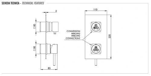 Смеситель для душа Remer X Style X92QKBDO, золото глянцевое Смеситель для душа Remer X Style X92QKBDO, золото глянцевое